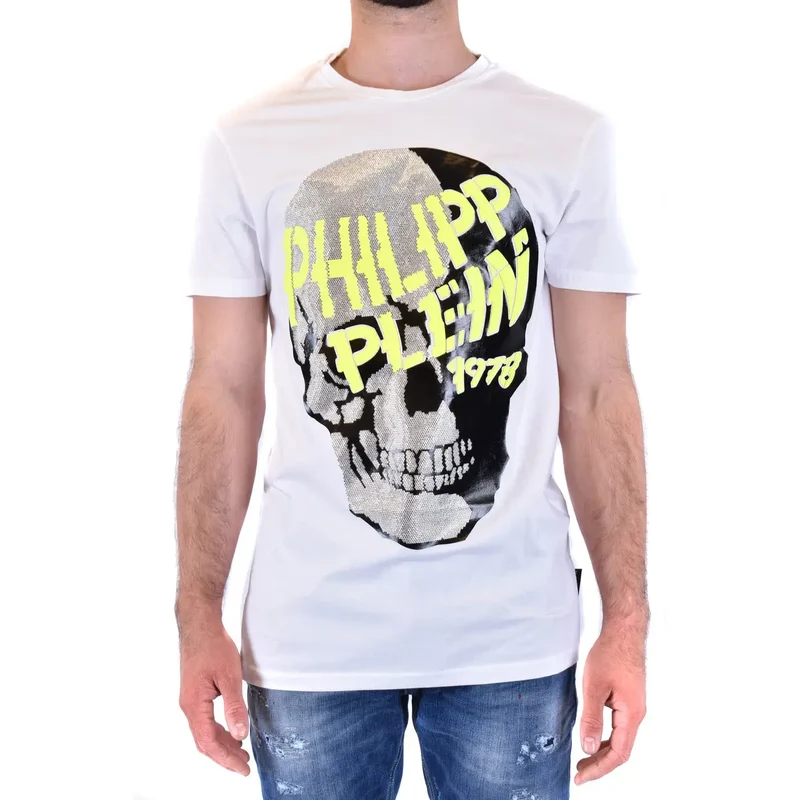 Philipp Plein Herren Weißes Baumwoll-T-Shirt B_41211 Entdecken