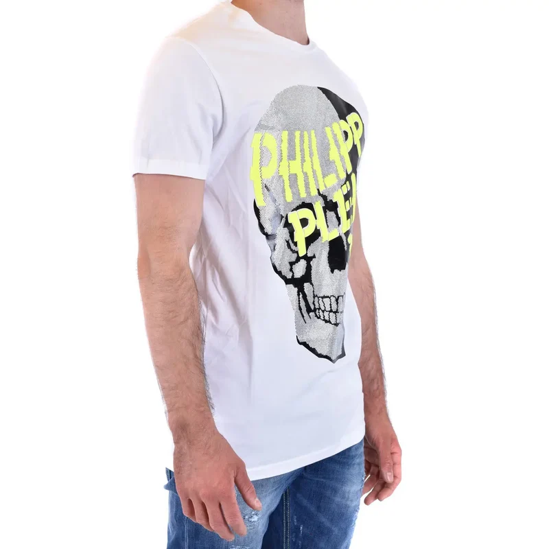 Philipp Plein Herren Weißes Baumwoll-T-Shirt B_41211 Entdecken