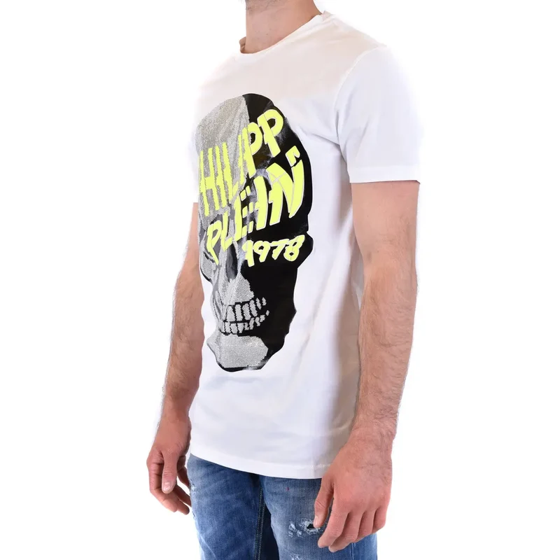 Philipp Plein Herren Weißes Baumwoll-T-Shirt B_41211 Entdecken