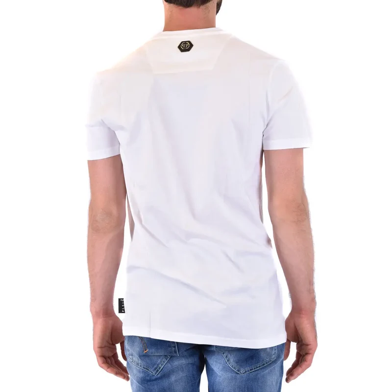 Philipp Plein Herren Weißes Baumwoll-T-Shirt B_41211 Entdecken