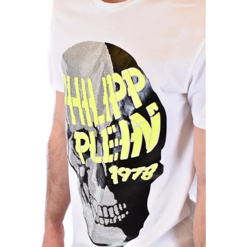 Philipp Plein Herren Weißes Baumwoll-T-Shirt B_41211 Entdecken