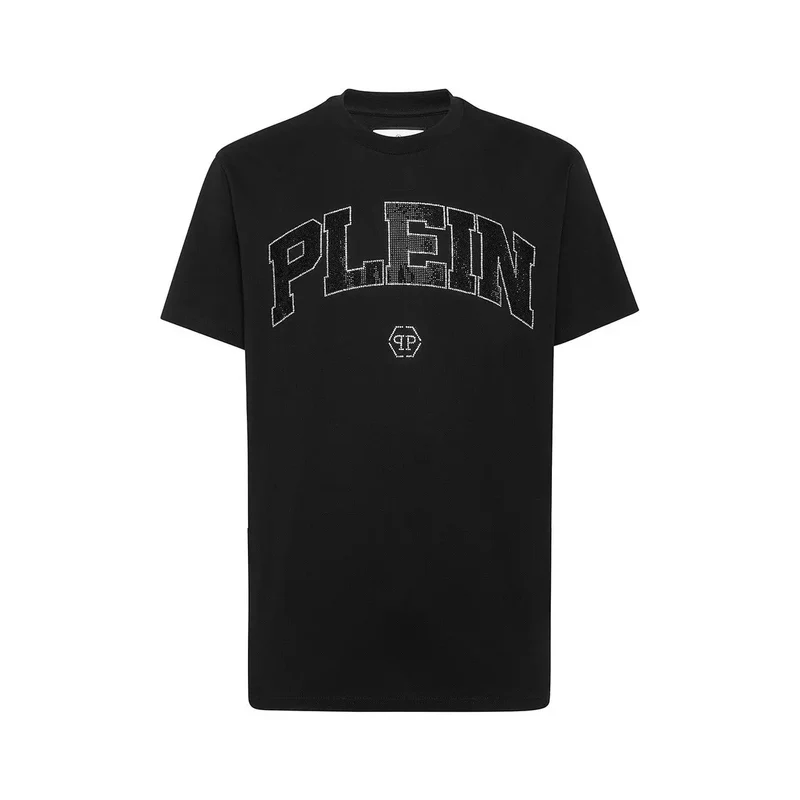 Philipp Plein Herren T-Shirt Schwarz Rundhals Baumwolle S