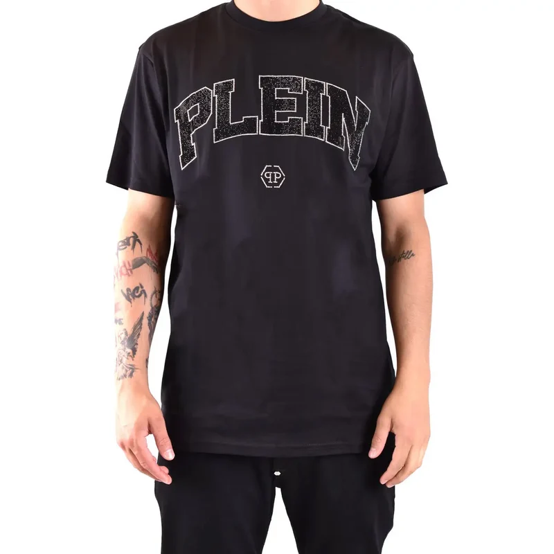 Philipp Plein Herren T-Shirt Schwarz Rundhals Baumwolle S