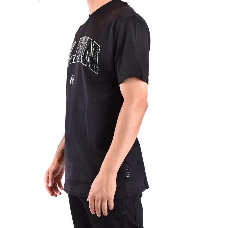 Philipp Plein Herren T-Shirt Schwarz Rundhals Baumwolle S