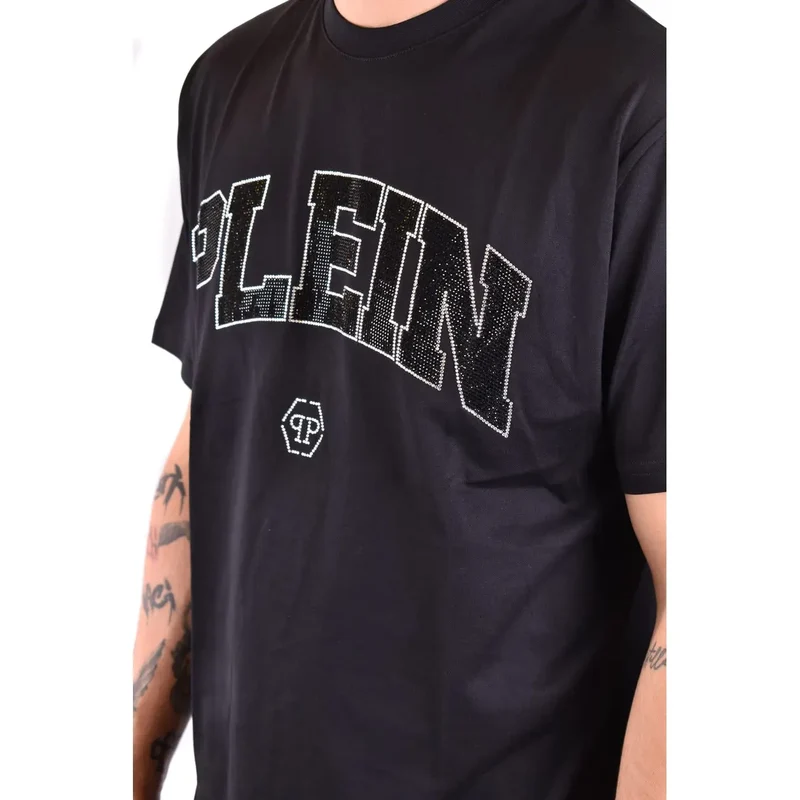 Philipp Plein Herren T-Shirt Schwarz Rundhals Baumwolle S