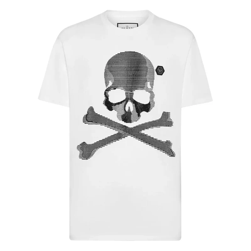 Philipp Plein Herren T-Shirt Weiß Baumwolle Rundhals Druck