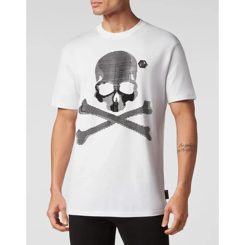 Philipp Plein Herren T-Shirt Weiß Baumwolle Rundhals Druck