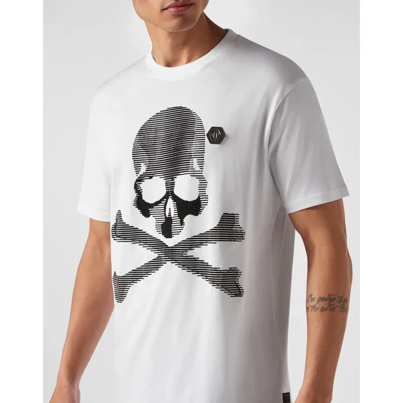 Philipp Plein Herren T-Shirt Weiß Baumwolle Rundhals Druck