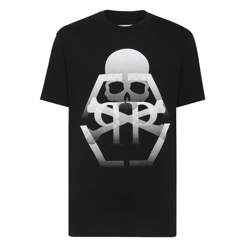 Philipp Plein Herren T-Shirt Schwarz Baumwolle Rundhals Kurzarm