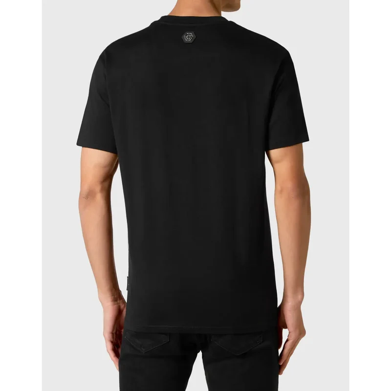 Philipp Plein Herren T-Shirt Schwarz Baumwolle Rundhals Kurzarm