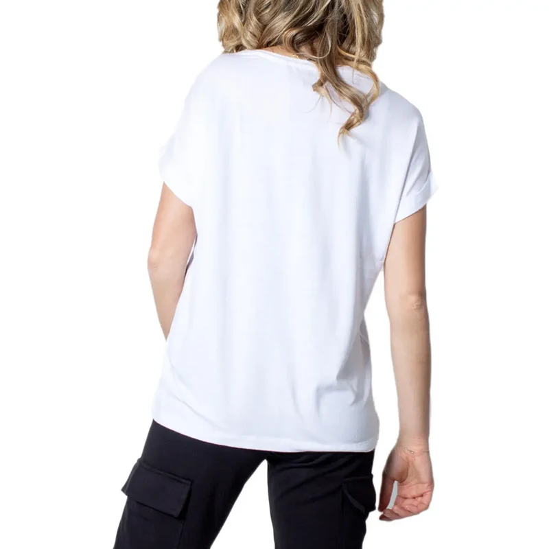 Weißes Damen T-Shirt mit kurzen Ärmeln aus Viskosemischung