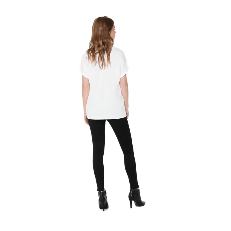 Weißes Damen T-Shirt mit kurzen Ärmeln aus Viskosemischung