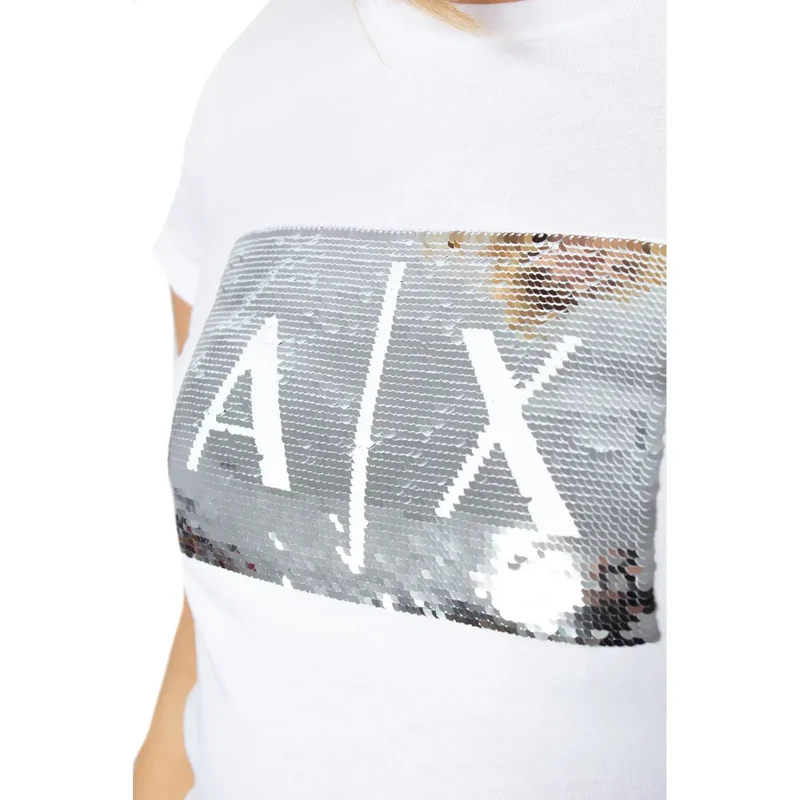 Armani Exchange Frauen Weißes T-Shirt mit Baumwolldruck