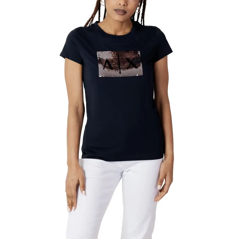 Armani Exchange Frauen Weißes T-Shirt mit Baumwolldruck