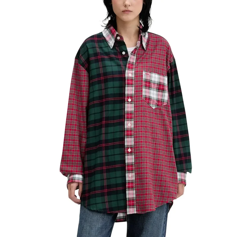 Tommy Hilfiger Rotes kariertes Baumwollhemd für Damen