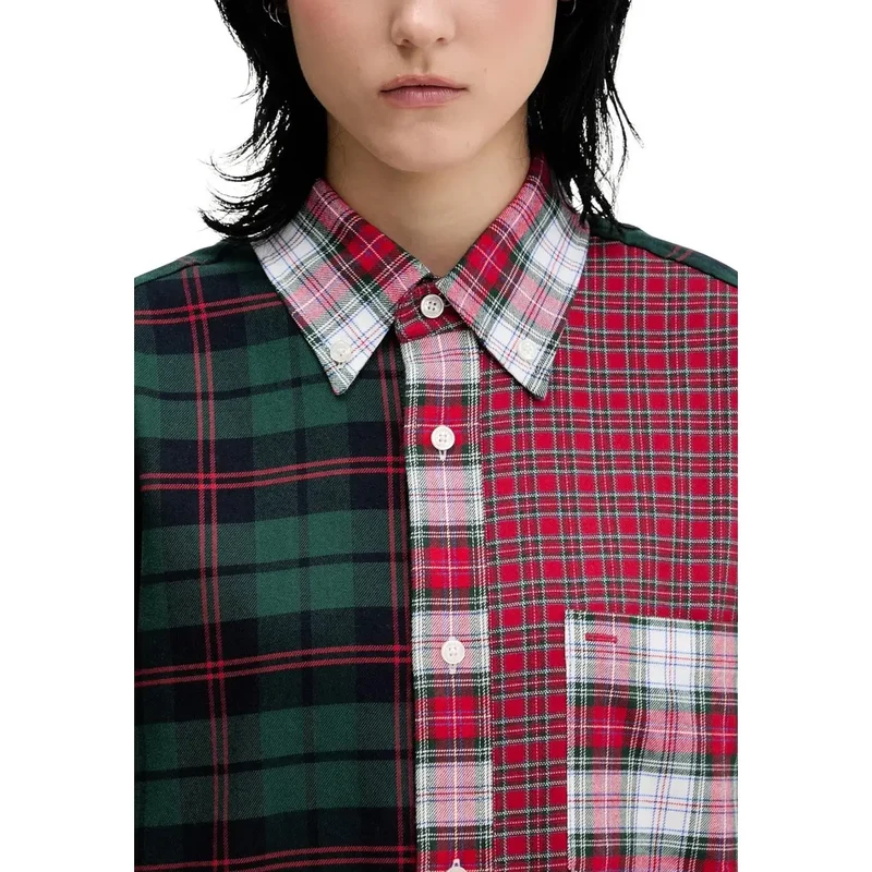 Tommy Hilfiger Rotes kariertes Baumwollhemd für Damen
