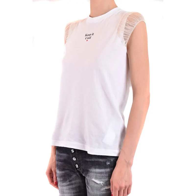 Dsquared2 Weißes Tanktop aus Baumwolle mit Druck für Frauen