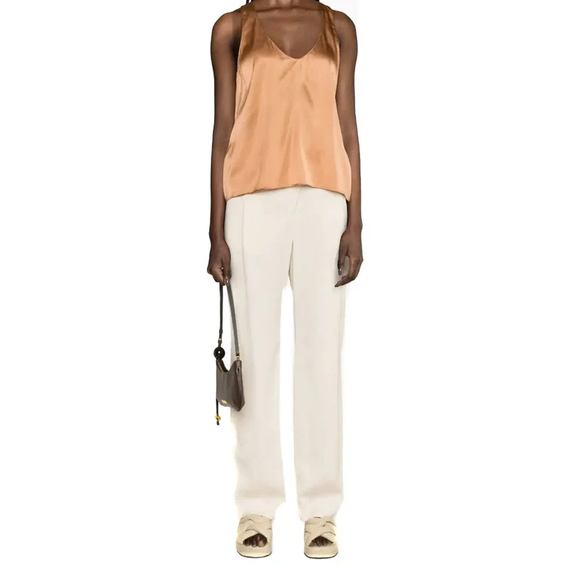 Pinko Damen Braun V-Ausschnitt Tank Top Frühling Sommer