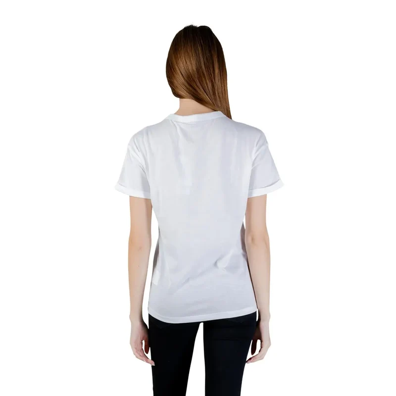 Guess Damen Baumwoll Rundhalsausschnitt T-Shirt Weiß