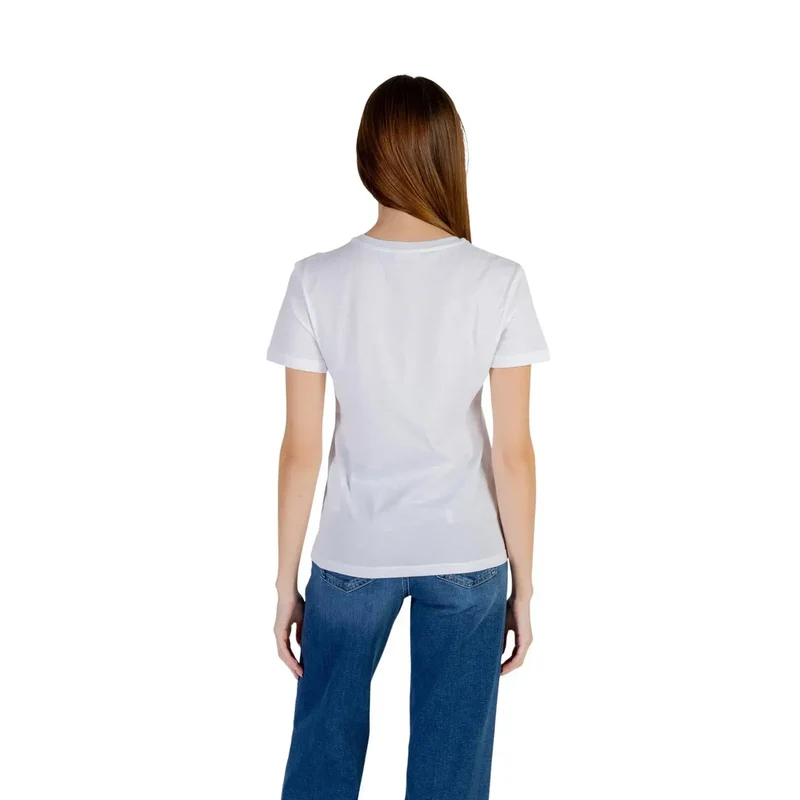 Liu Jo Damen Weißes Baumwoll-Shirt mit Rundhalsausschnitt und kurzem Ärmel aus 100% Baumwolle