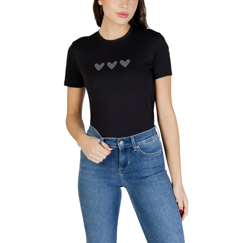 Only Damen Bio-Baumwolle Schwarzes Rundhals-T-Shirt Größe S