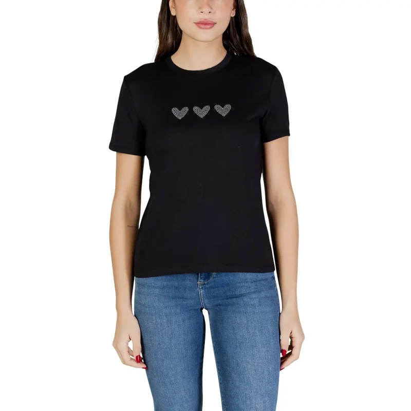 Only Damen Bio-Baumwolle Schwarzes Rundhals-T-Shirt Größe S