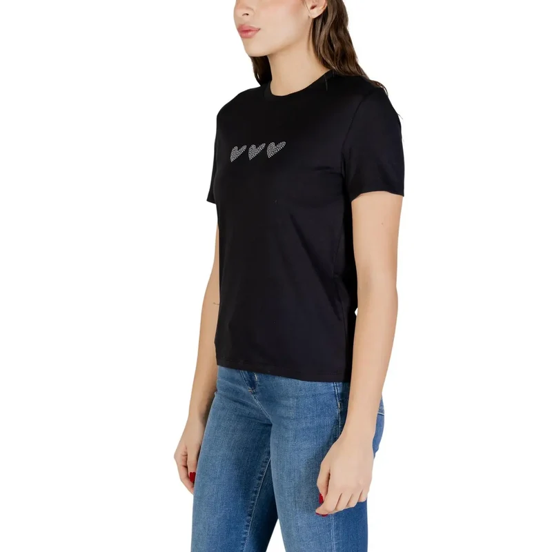 Only Damen Bio-Baumwolle Schwarzes Rundhals-T-Shirt Größe S