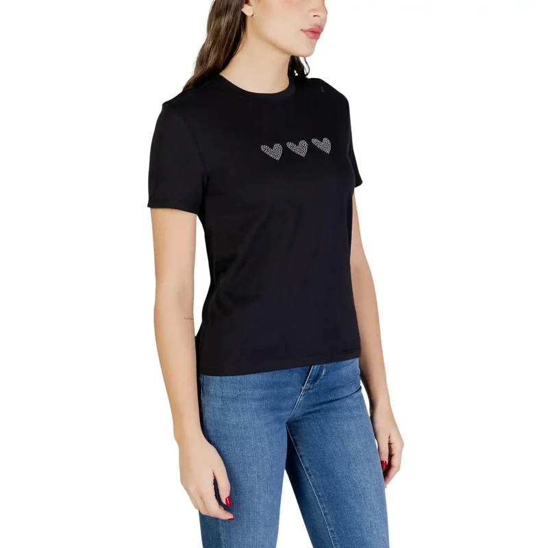 Only Damen Bio-Baumwolle Schwarzes Rundhals-T-Shirt Größe S