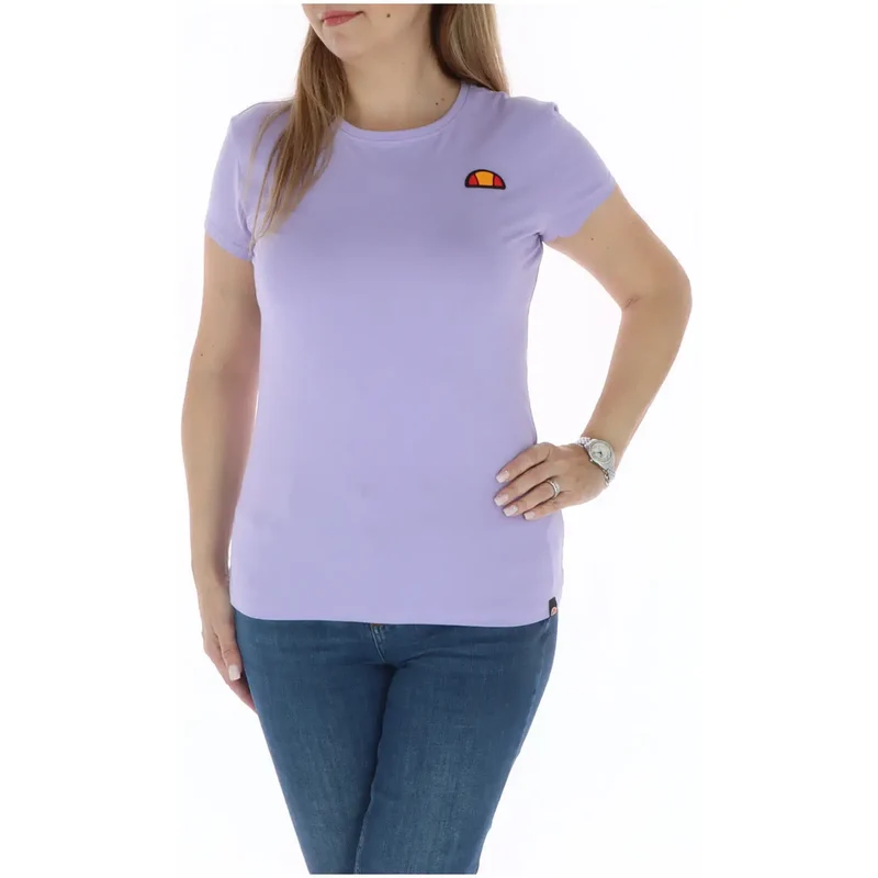 Ellesse Damen T-Shirt aus Baumwolle mit Rundhalsausschnitt, lila, Kurzarm