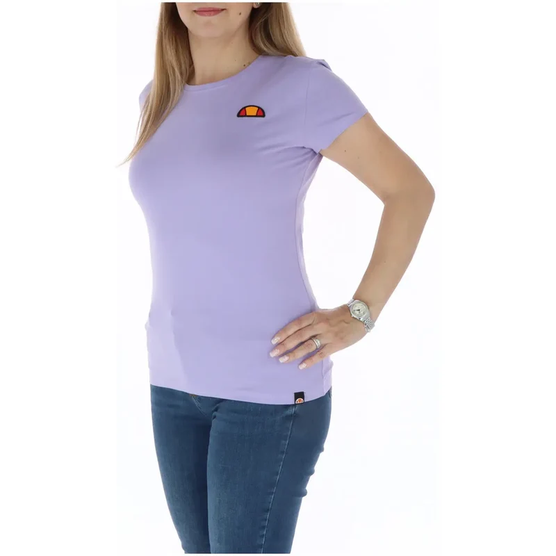 Ellesse Damen T-Shirt aus Baumwolle mit Rundhalsausschnitt, lila, Kurzarm