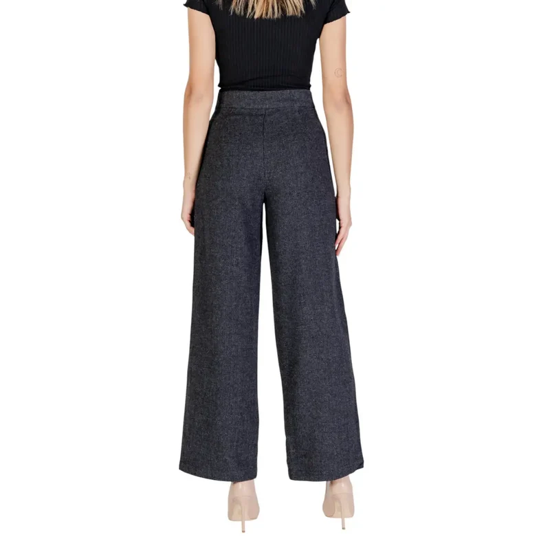 Only Damen-Grau Wollmischung Hose für den Herbst/Winter Slim Fit
