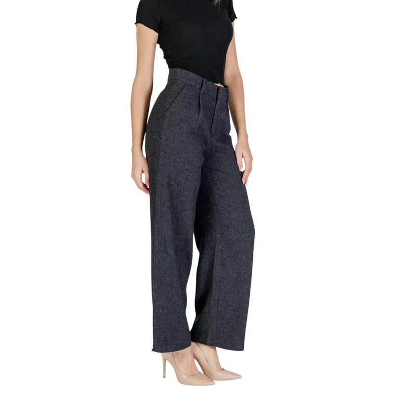 Only Damen-Grau Wollmischung Hose für den Herbst/Winter Slim Fit