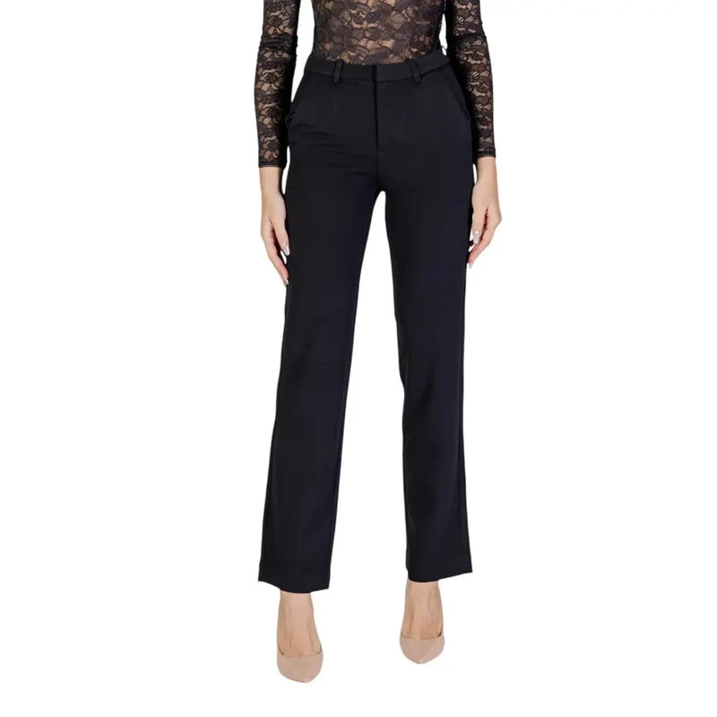 Only Damenhosen Schwarz Uni Reißverschluss Knopf Polyester
