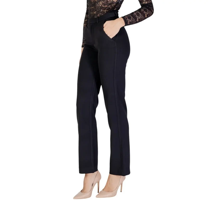 Only Damenhosen Schwarz Uni Reißverschluss Knopf Polyester