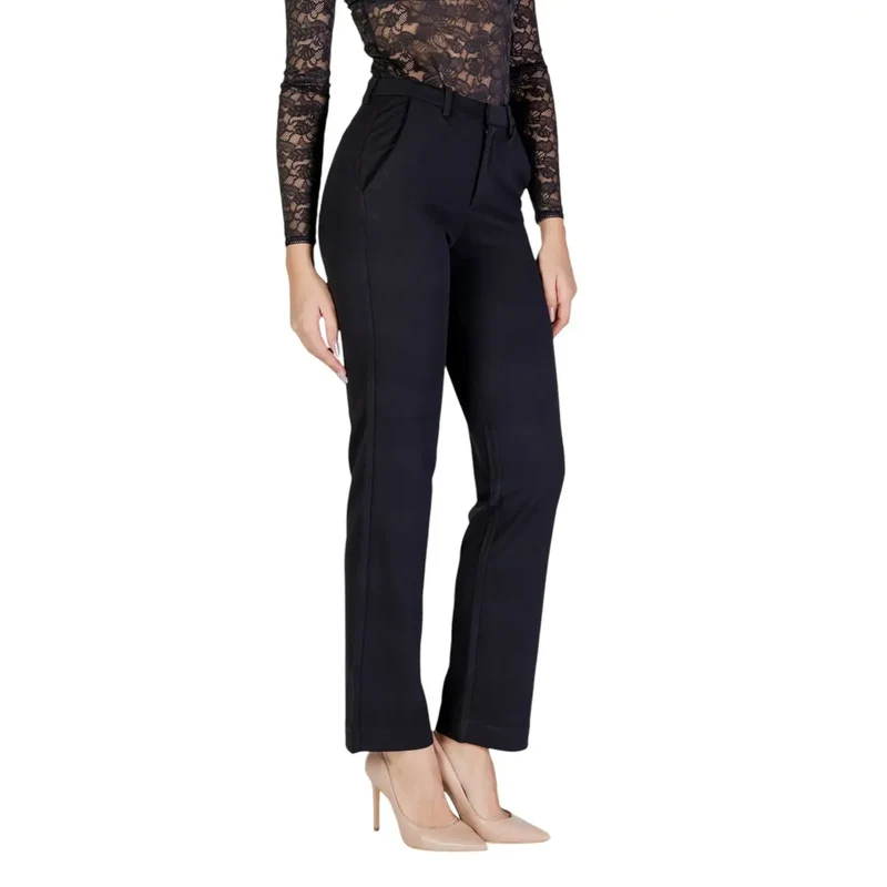 Only Damenhosen Schwarz Uni Reißverschluss Knopf Polyester