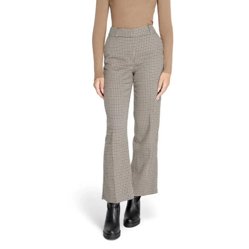 Only Damenhosen Beige Karriert mit Reißverschluss 15328058 Größe MM