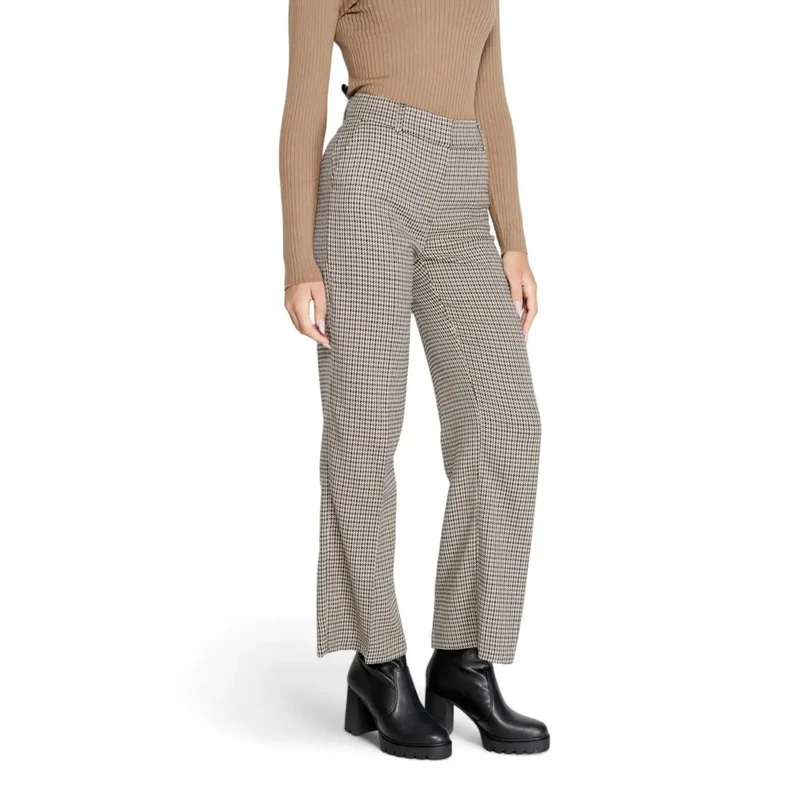 Only Damenhosen Beige Karriert mit Reißverschluss 15328058 Größe MM