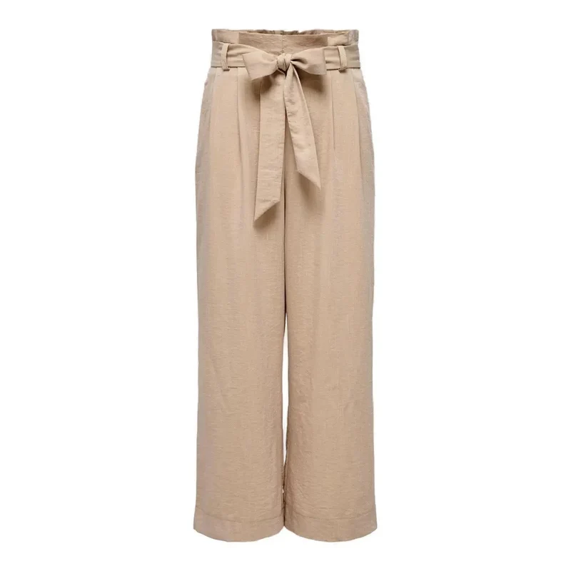 Beige Damenhosen mit Spitze, mit Vordertaschen aus Viskosemischung