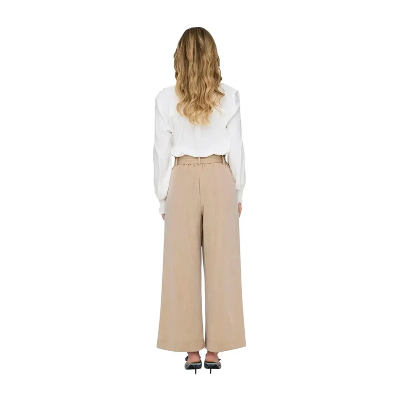 Beige Damenhosen mit Spitze, mit Vordertaschen aus Viskosemischung