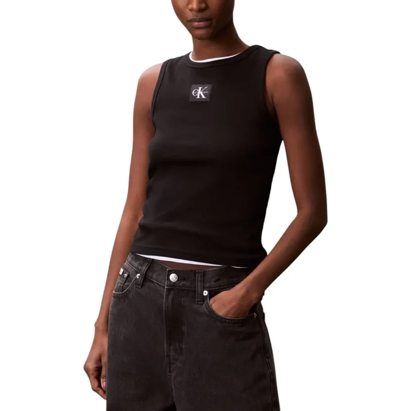 Calvin Klein Jeans Damen Hellblau Ärmelloses Rundhals-Top