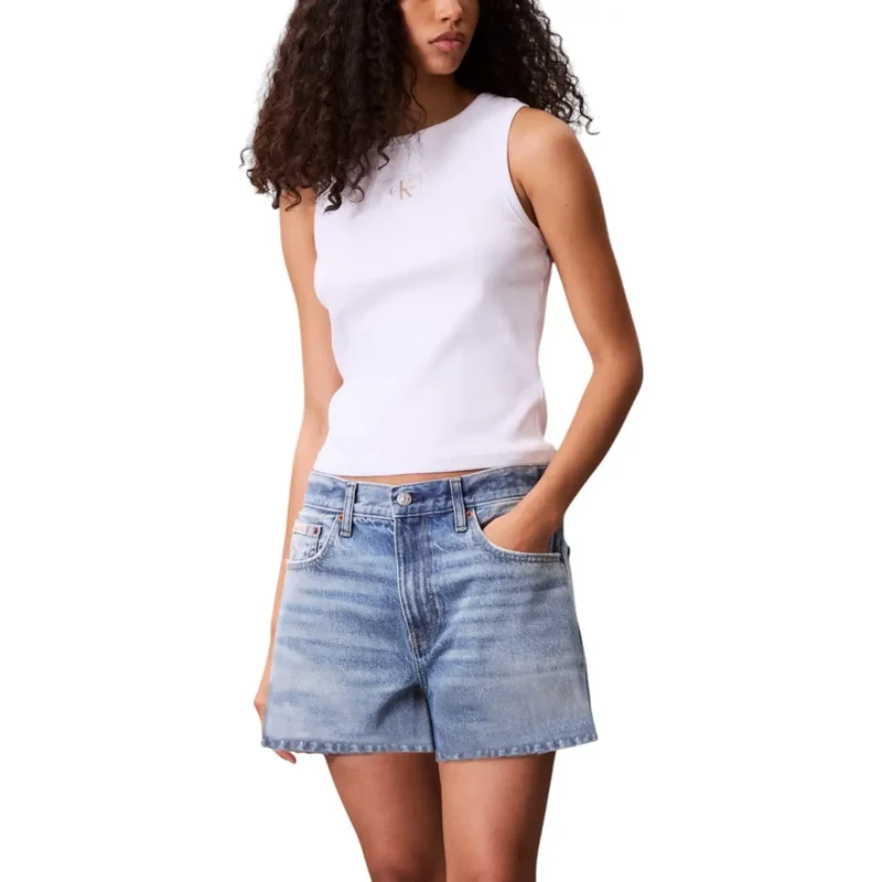 Calvin Klein Jeans Damen Hellblau Ärmelloses Rundhals-Top