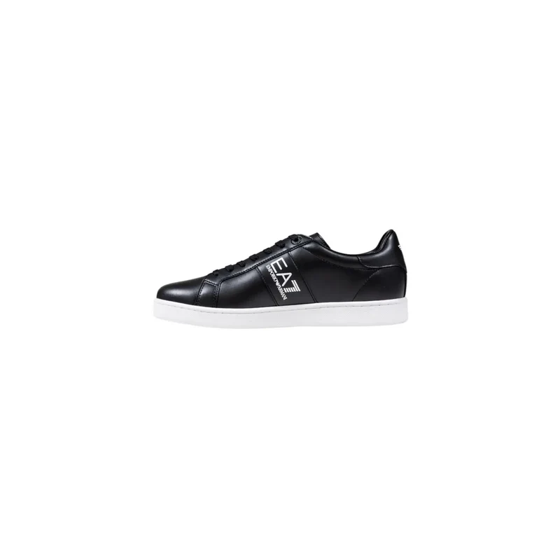 EA7 Schwarzes Leder Herren Sneakers mit weißer Sohle