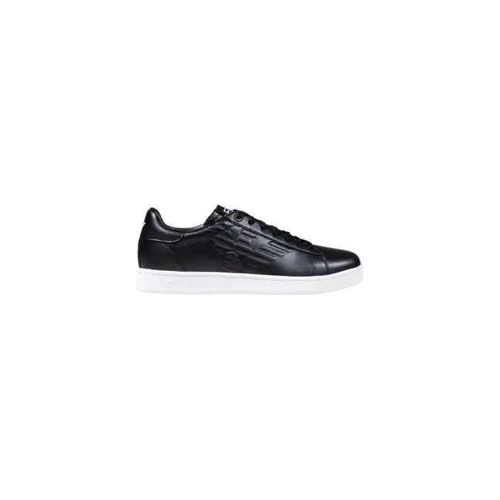 Ea7 Schwarzes Leder für Herren Sneakers mit weißer Sohle