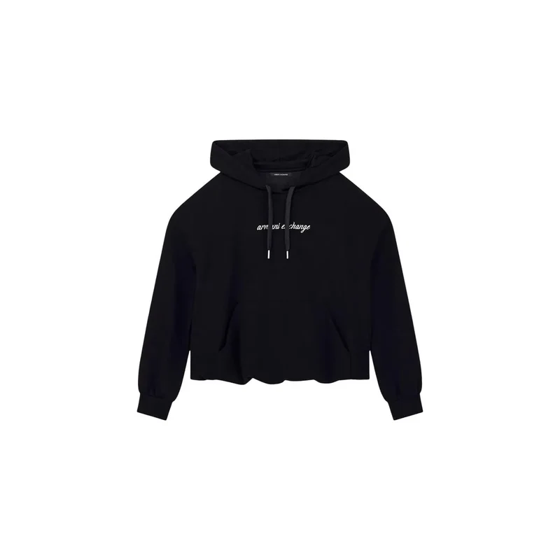 Armani Exchange Schwarzes Damen-Sweatshirt mit Kapuze aus Viskose