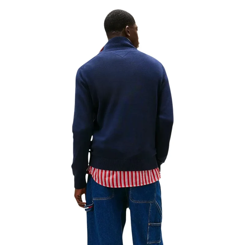 Tommy Hilfiger Jeans Herrenblaues Sweatshirt mit Reißverschluss aus Bio-Baumwolle