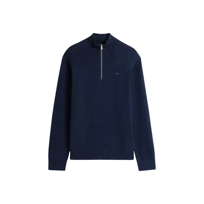 Tommy Hilfiger Jeans Herrenblaues Sweatshirt mit Reißverschluss aus Bio-Baumwolle