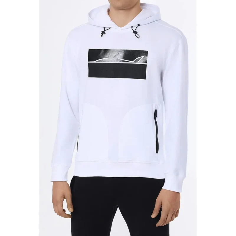 Herren-Sweatshirt von Paul and Shark in Weiß mit Print, mit Kapuze, langärmelig