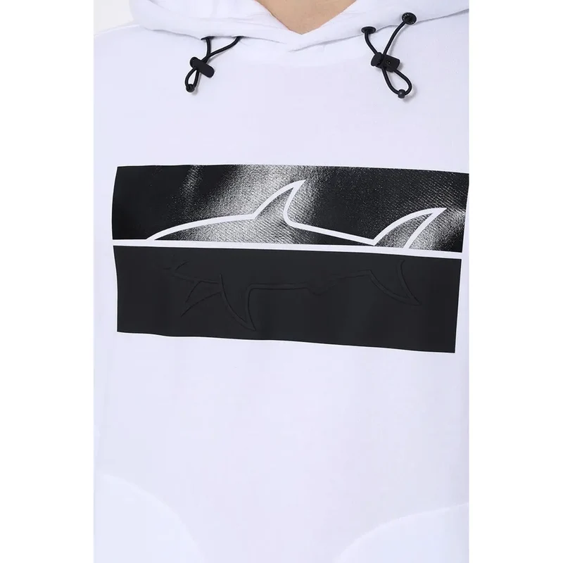 Herren-Sweatshirt von Paul and Shark in Weiß mit Print, mit Kapuze, langärmelig
