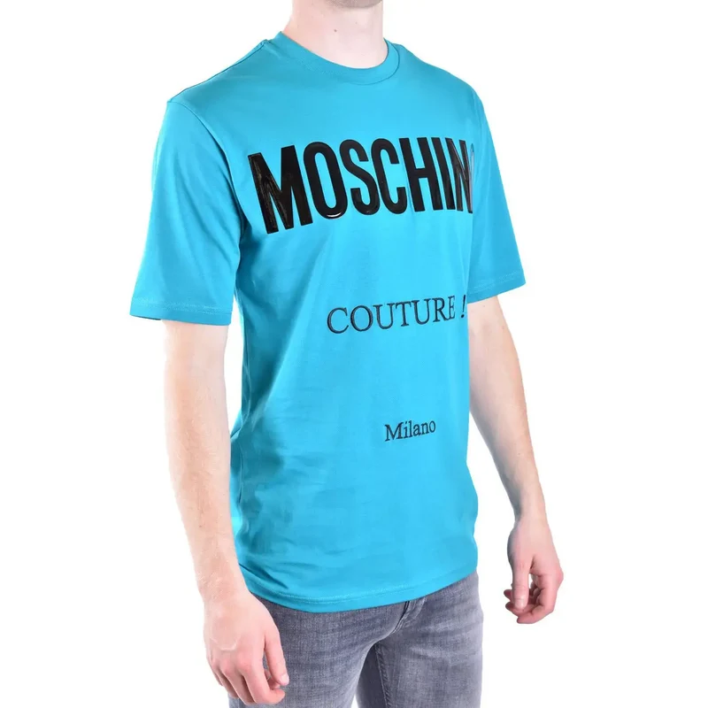 Moschino Herren T-Shirt Hellblau Baumwolle Rundhals Kurzarm