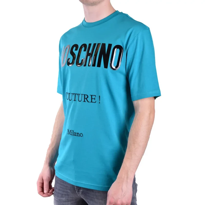 Moschino Herren T-Shirt Hellblau Baumwolle Rundhals Kurzarm